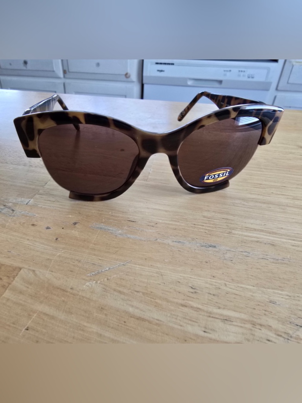 Fossil Tortoiseshell Cat-Eye Sunglasses with Brown Lenses plus Bonus pair